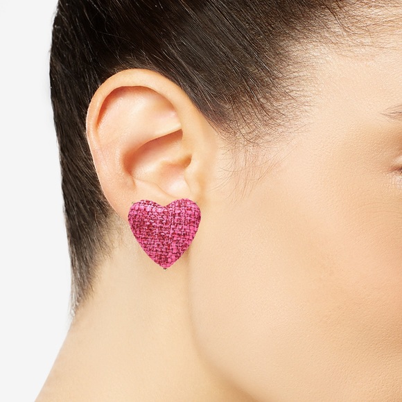 INC Gold Tone Tweed Heart Stud Earrings NWT - Picture 2 of 2